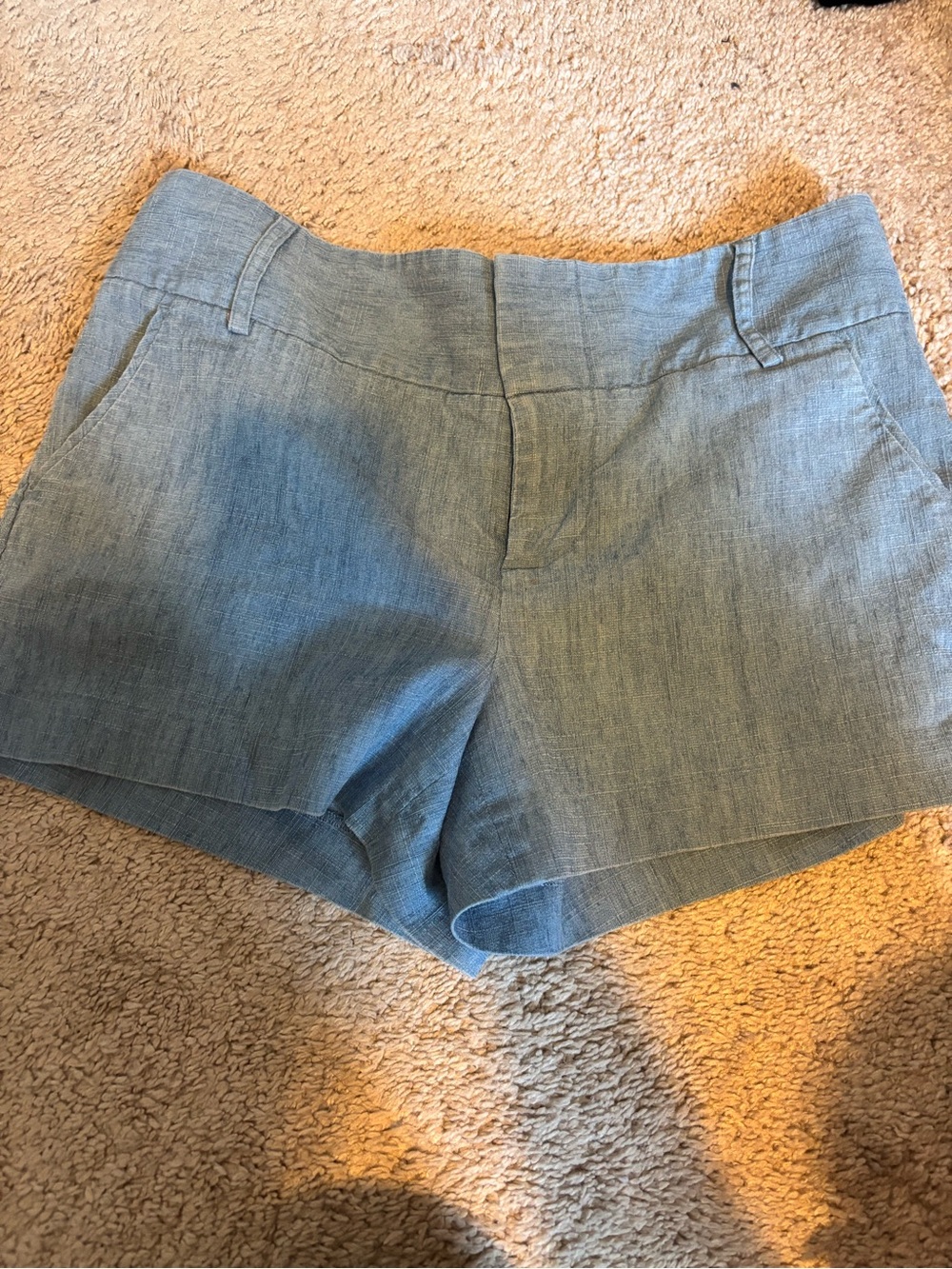 Alice + Olivia Blue Chambray Linen Blend Tailored Shorts Size 2